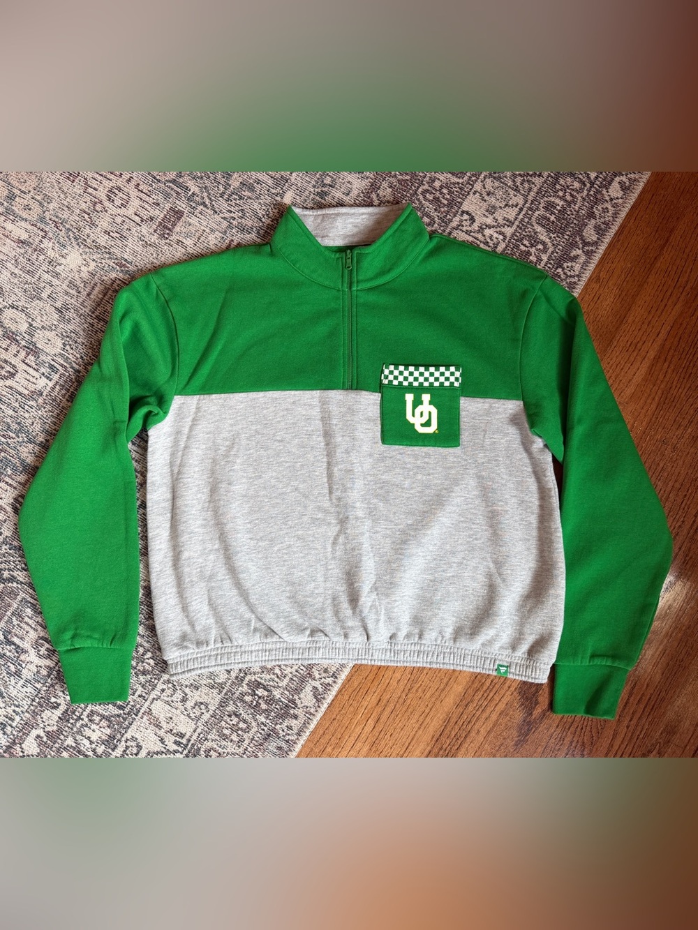 Fanatics Oregon Ducks Women’s 1/4 Zip Colorblock Fleece Pullover Sweatshirt M